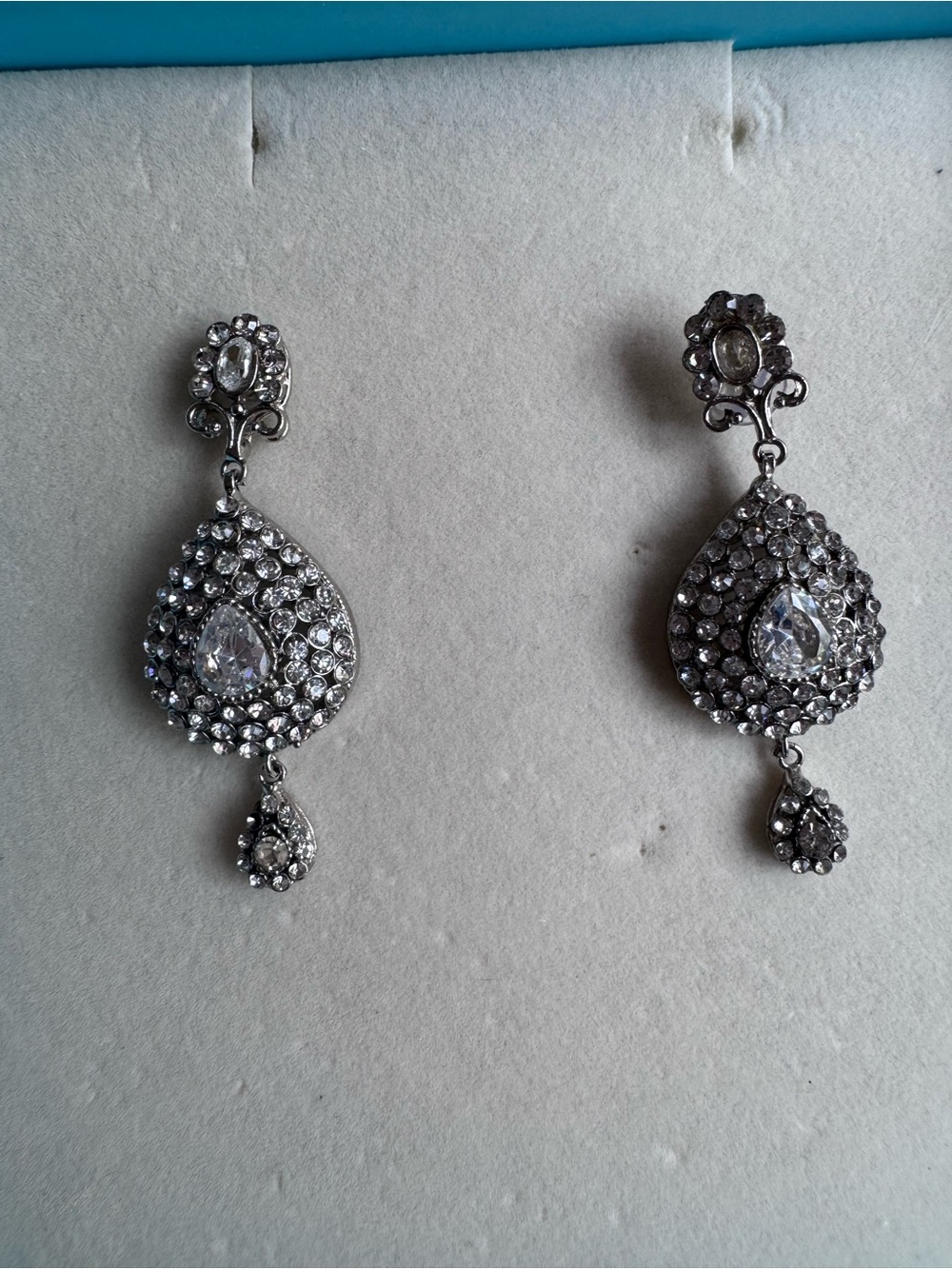 Indian/Pakistani Crystal Teardrop Chandelier Earrings